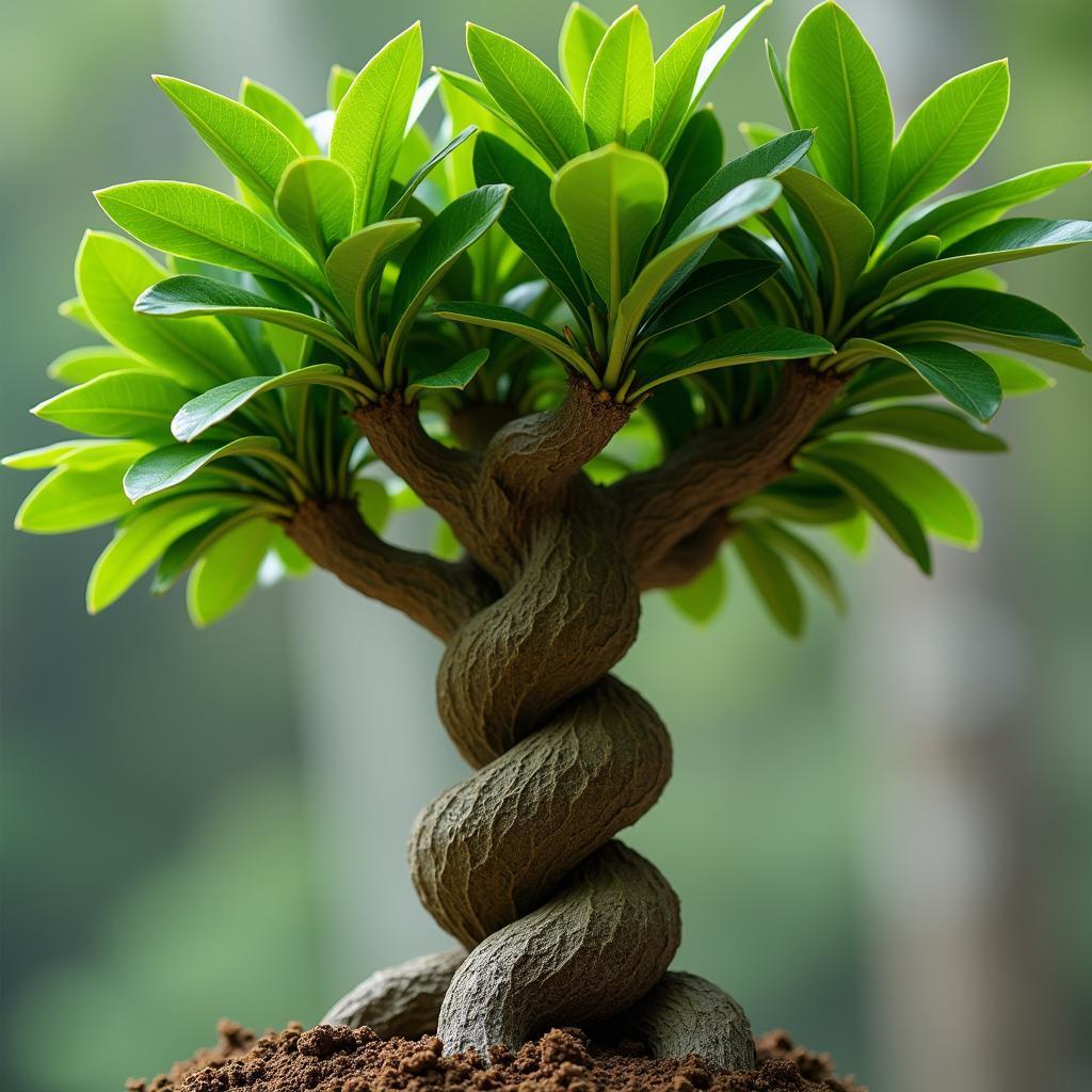 Cây kim ngân bím tóc 5 thân biểu tượng cho ngũ hành và tài lộc