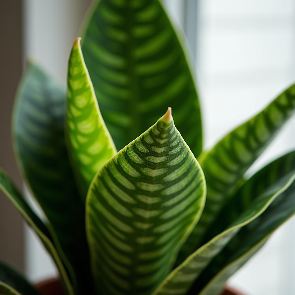 Cây lưỡi hổ xanh trồng trong chậu đặt trong nhà, mang lại không gian xanh mát và thanh lọc không khí